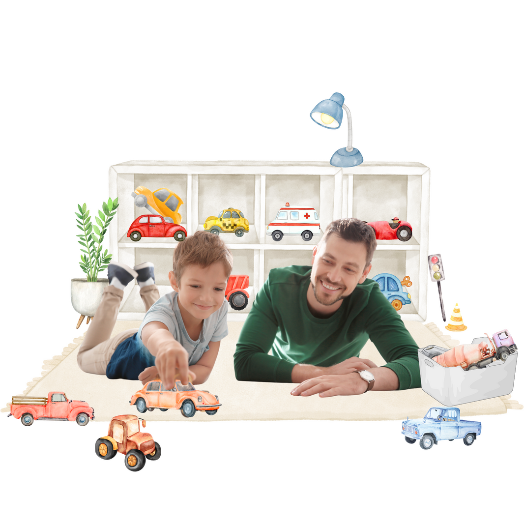 father and child playing