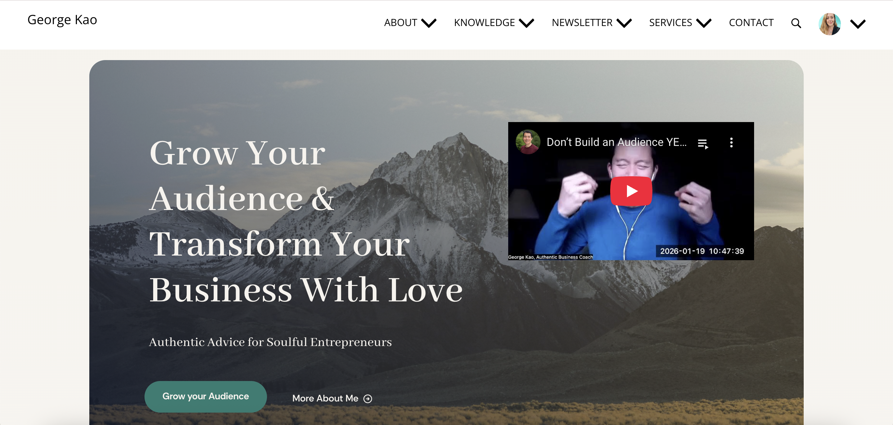 George Kao Website Home Page Screenshot