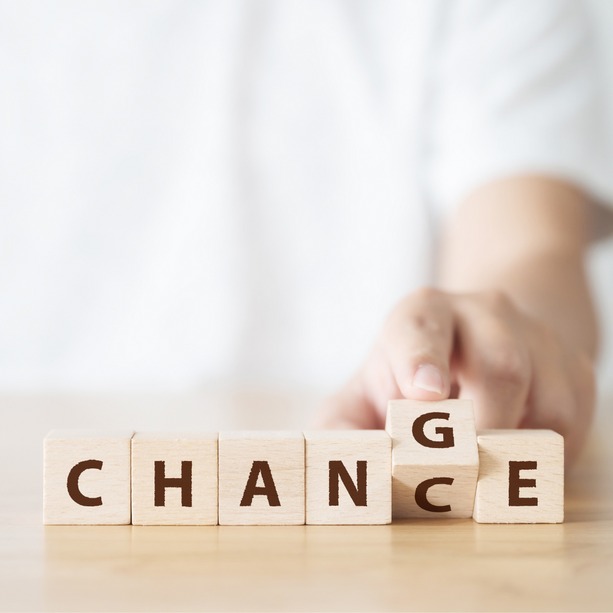Blocks spelling the word CHANGE