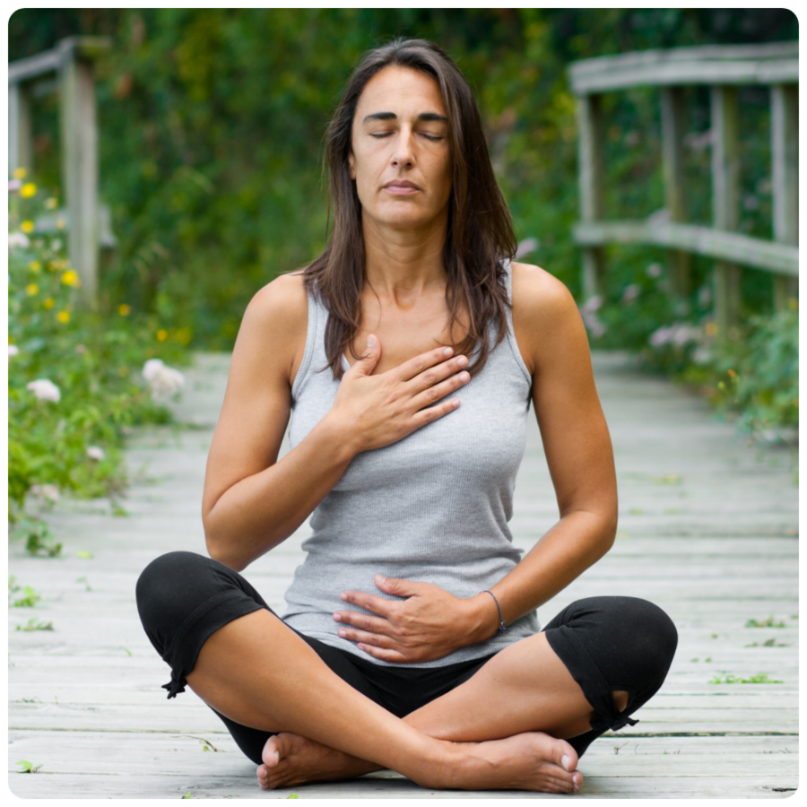 MATURED WOMAN MEDITATING