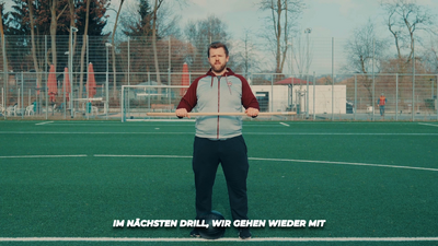 Drill   Kick slide drill with stick from medball half kneeling position + foot fire