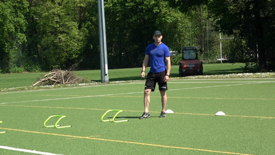 DRILL  Calf Hops w Hurdles (focus on elasticity in the calf muscle and achilles tendon)