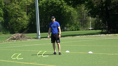 DRILL  Hurdle Shuffles (Agility movement, focus on low center of gravity and good shin angles)