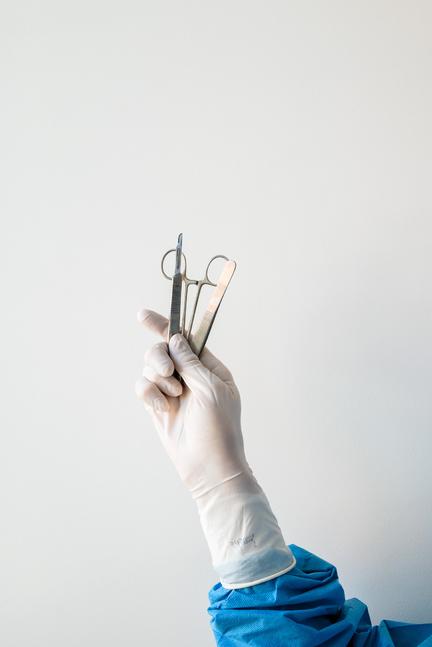 Surgical glove with instruments