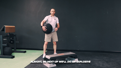 15 Sprinter step up with medicine ball