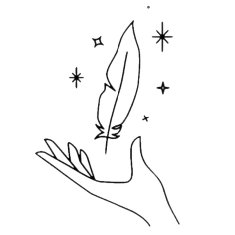 Hand and feather