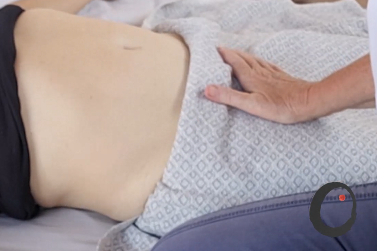 hand on abdomen