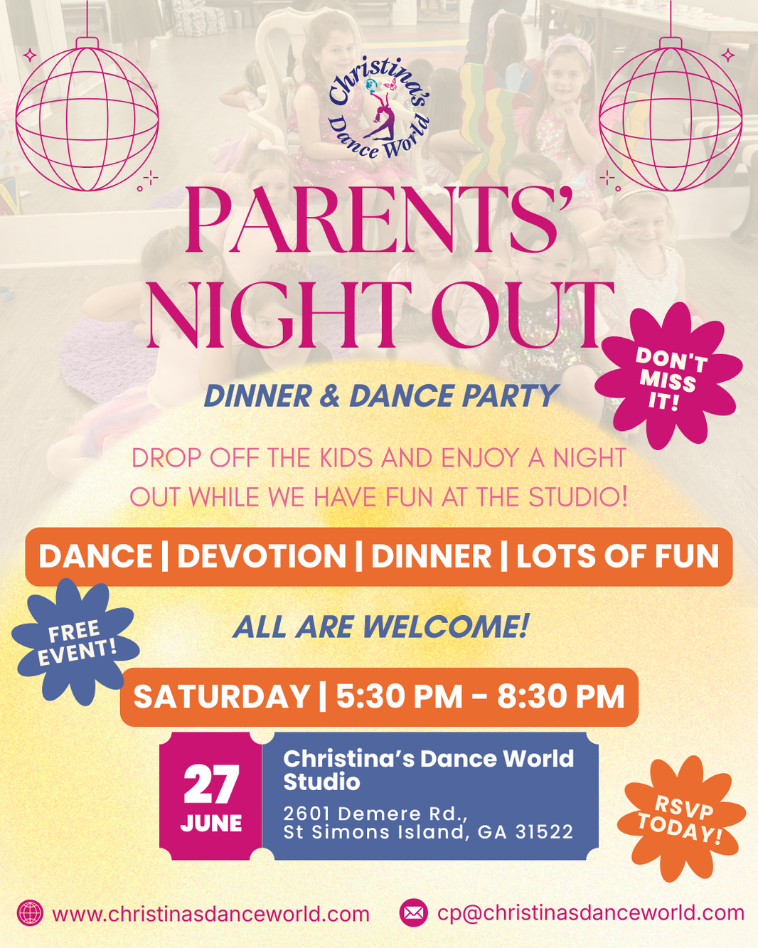 CHRISTINAS DANCE WORLD PARENTS NIGHT OUUT
