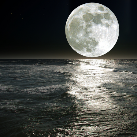 Full Moon Reflecting on ocean