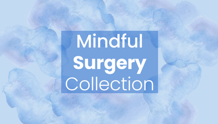 Calming blue clouds with text Mindful Surgery Collection