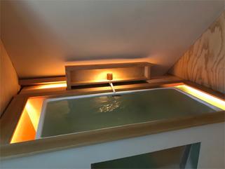The tub filled and ready for the soak