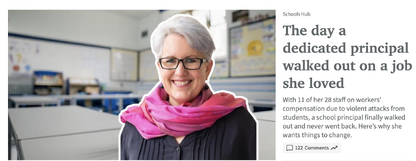 Herald Sun article: The Day a Dedicated Principal Walked Out on a Job She Loved, featuring Jenny Cole