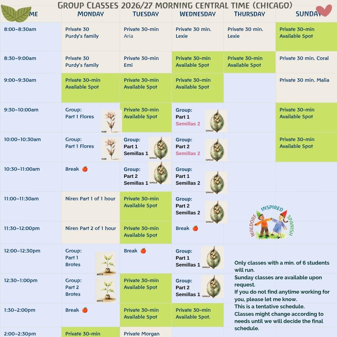 Class Schedule Updated Aug 19th