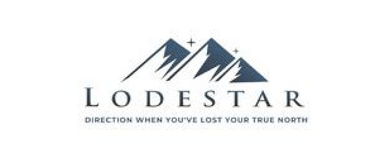 Logo saying Lodestar: Direction when you’ve lost your true north with 3 mountain peaks in the background