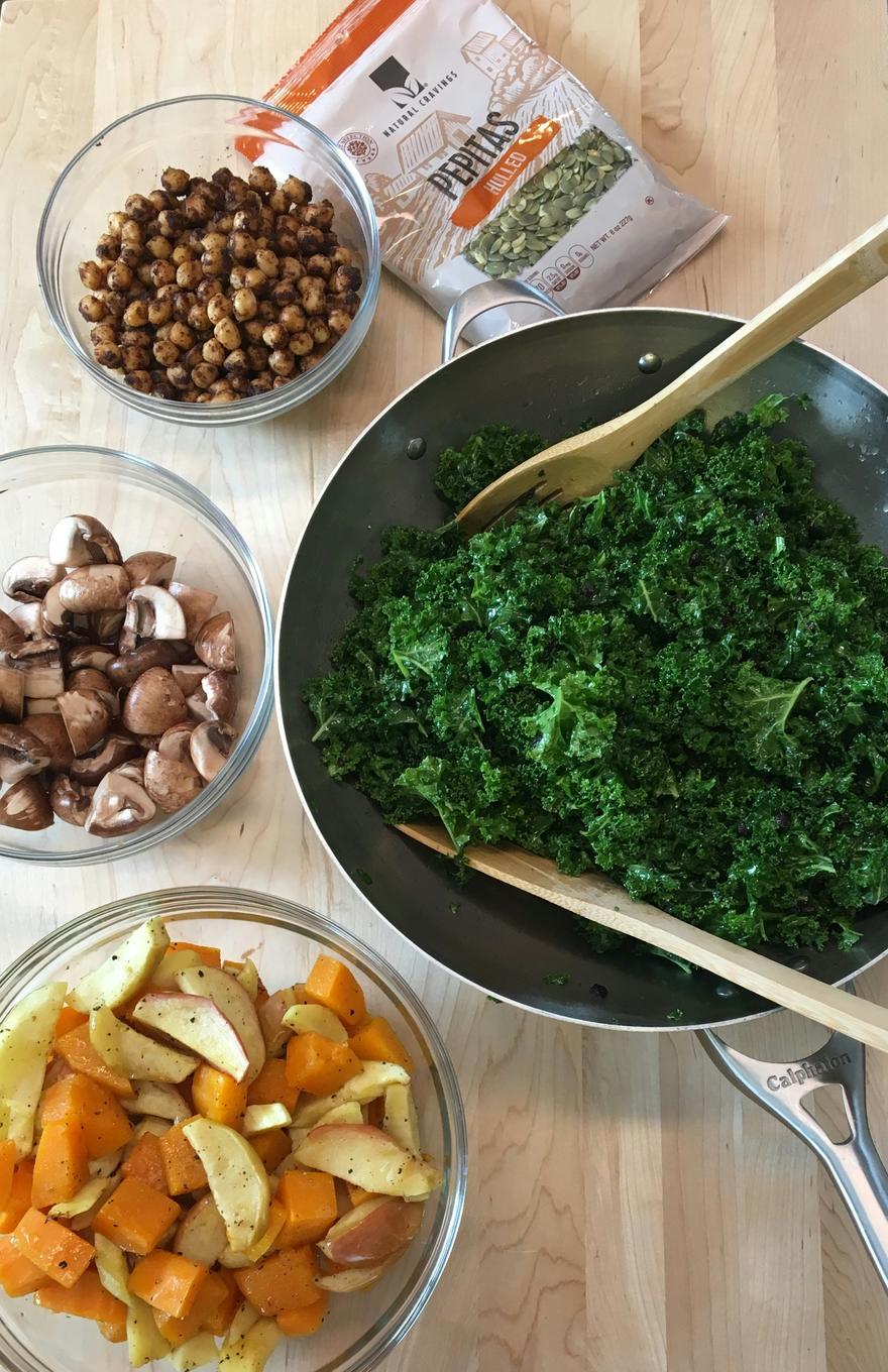 kale Mushrooms Peas Salad High Fiber