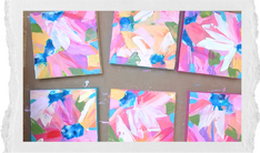 6 mini canvases painted at once