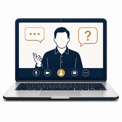 Laptop with man speaking