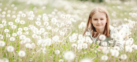 Girl with dandelions