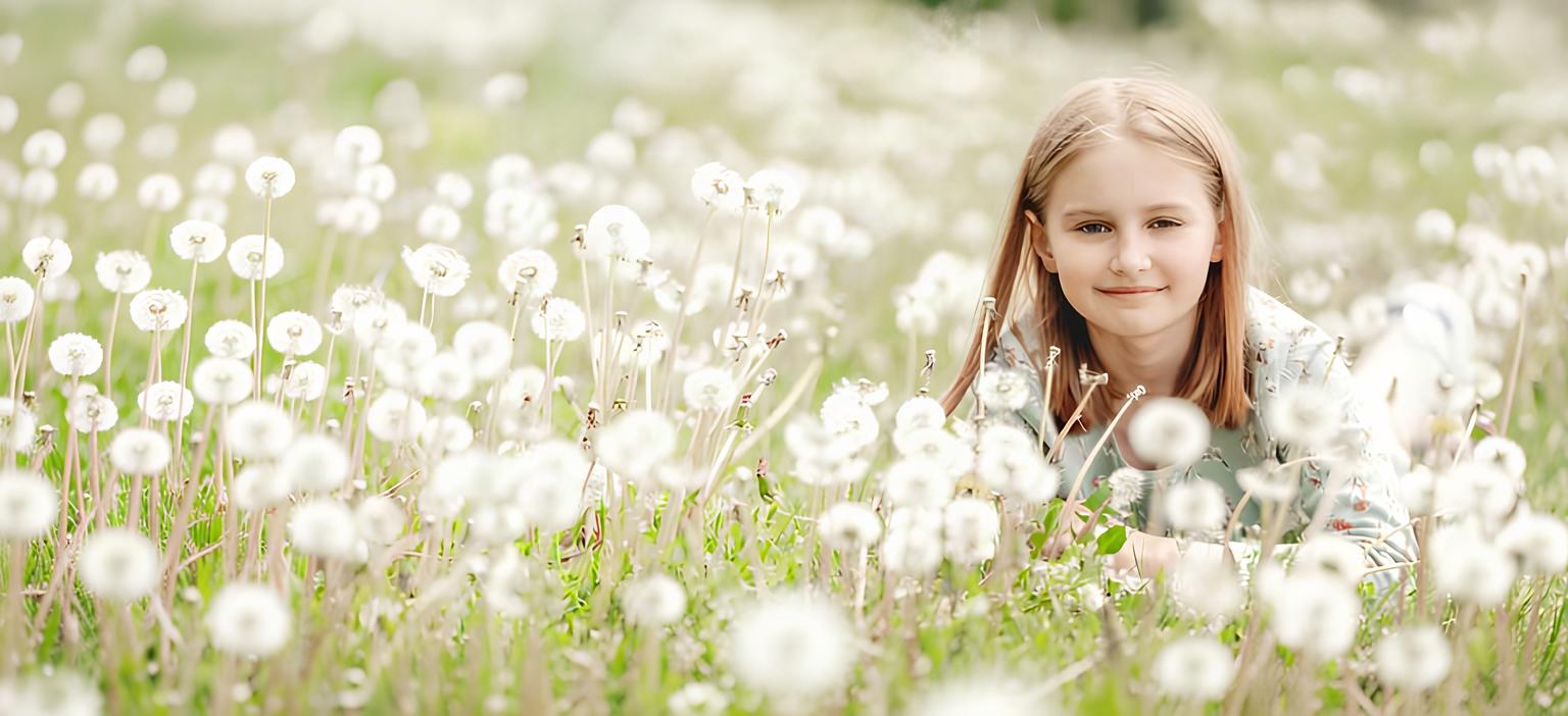 Girl with dandelions