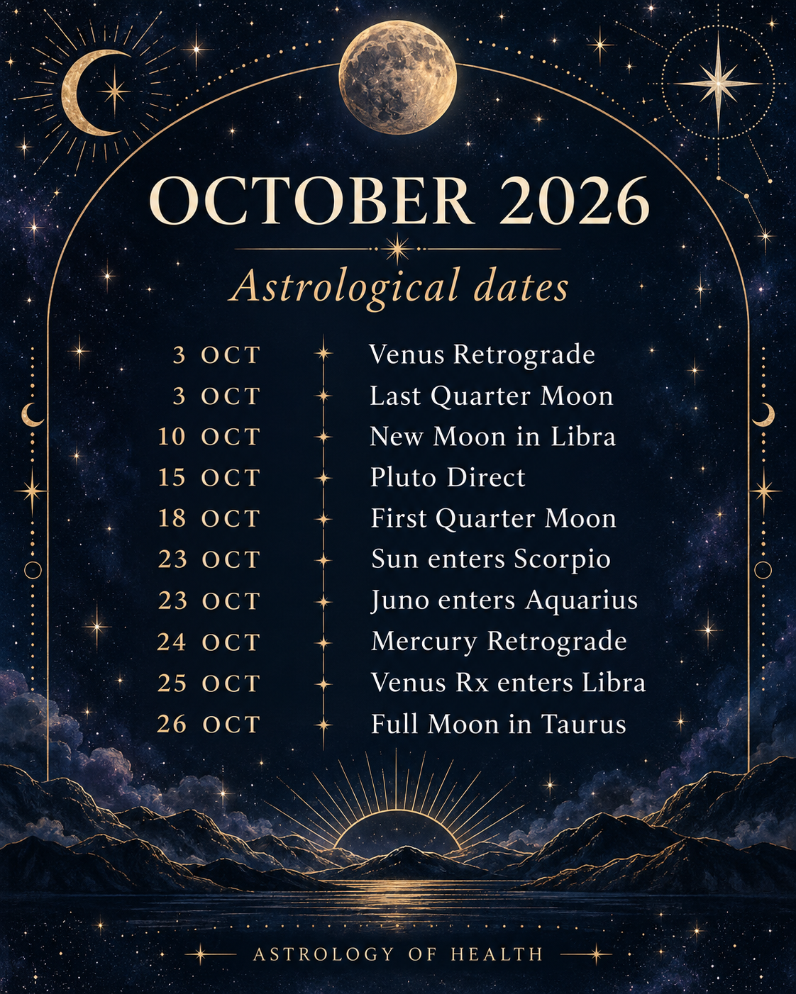 astro dates october 2026