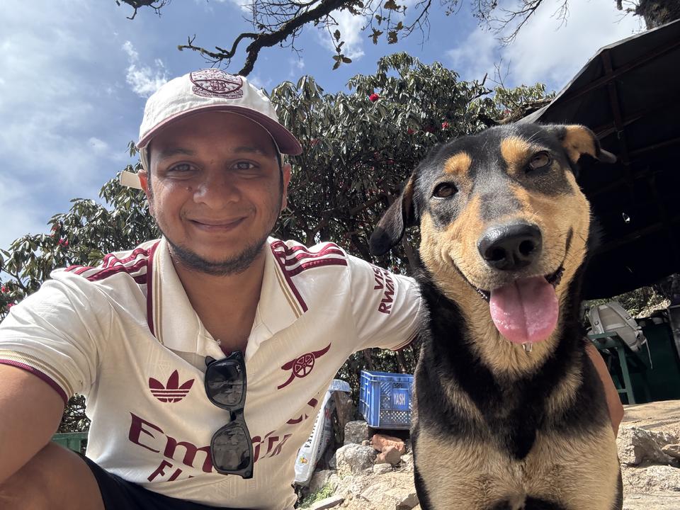 Kapil with guide dog on triund