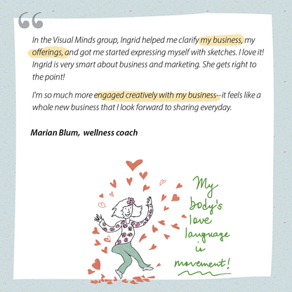 Visual Minds member drawing and testimonial, slide 12