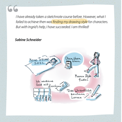 Visual Minds member drawing and testimonial, slide 11