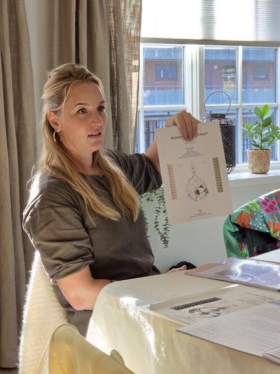 Anne Katballe viser et Human Design chart på grundkurset