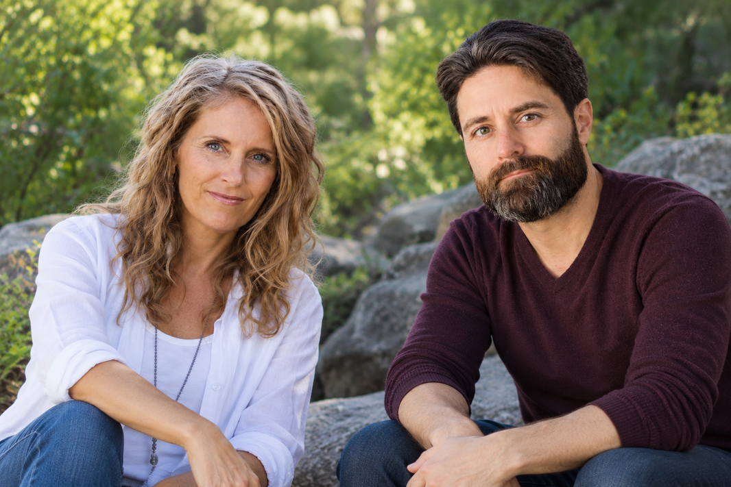 Beth and Micah pic Outdoor Portrait on Rocky Woodland Rocks