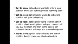 Buy to Open, Sell to Close, Sell to Open, Buy to Close