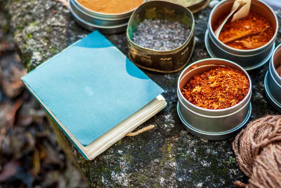 notebook with spices