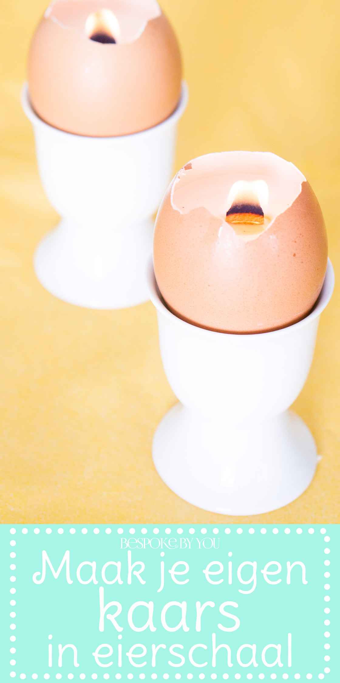 Kaars in eierschaal voor de paastafel