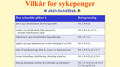 Aktivitetstiltakkriteriet. Sykepenger 2020