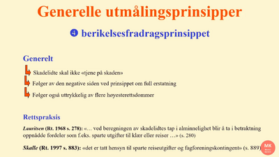 Berikelsesfradragsprinsippet. Erstatningsrett utmåling 2020 Nye opptak