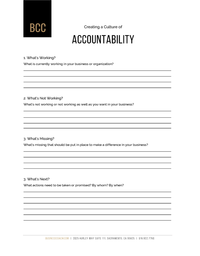 Creating a Culture of Accountability Worksheet