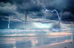 Storm Over Water beach lightning ocean storm waterspouts