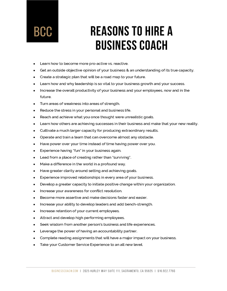 Reasons to Hire a Business Coach