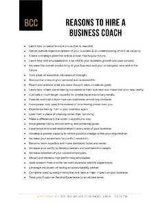 20 BCC - Reasons to Hire a Business Coach