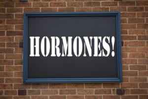 Blackboard with word Hormones written on it