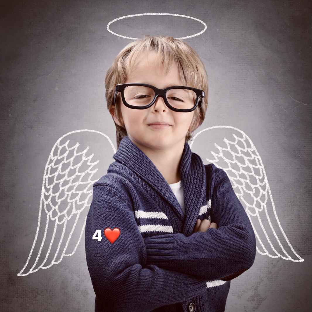 Boy with glasses: Four (of hearts) eyes