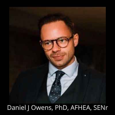 Daniel J Owens. PhD, AFHEA, SENr 400 x 400 black background