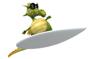 Cute dragon on surf board