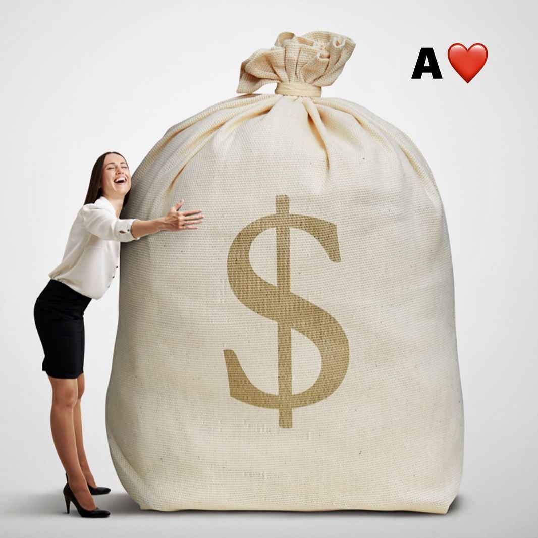 Ace of Hearts: Woman with Big Bag of Money