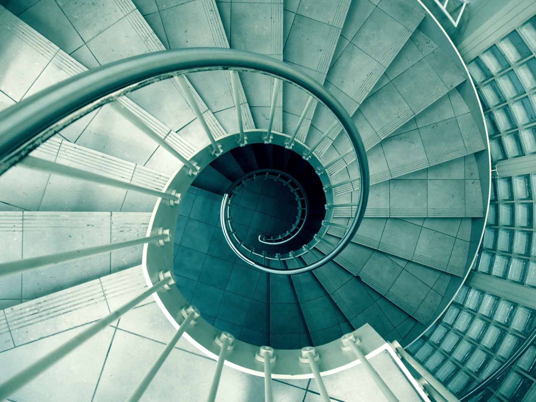 spiral staircase teal