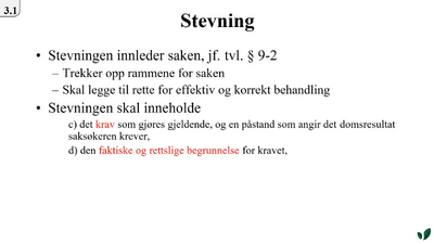 JK090921 Stevning og tilsvar
