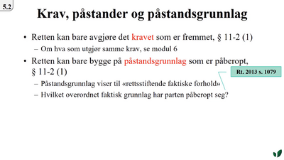 JK110921 Krav, påstand og påstandsgrunnlag