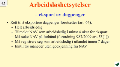 JK05 Eksport av dagpenger