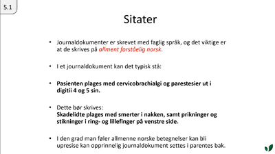 JK10 Bruk av sitater fra journaler