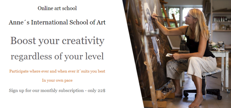 Flexi membership (month by month, pay as you go) in Anne´s International School of Art - Cancel anytime you want