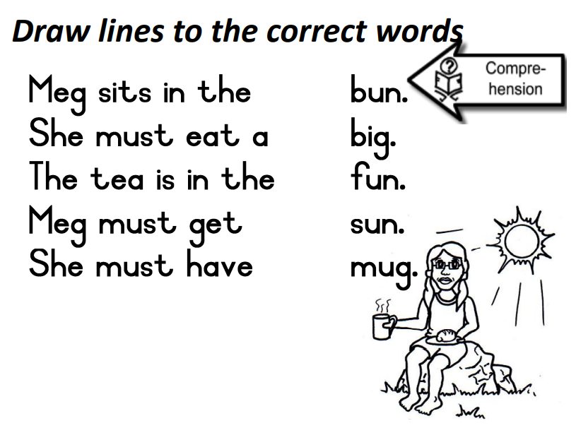 Draw lines to the correct words